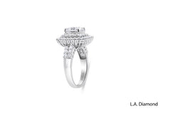 14k White Gold Diamond Double Halo Round Cut Engagement Ring