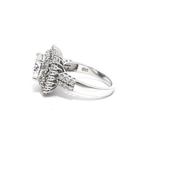 14k White Gold Diamond Halo Round Cut Engagement Ring