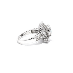 14k White Gold Diamond Halo Round Cut Engagement Ring
