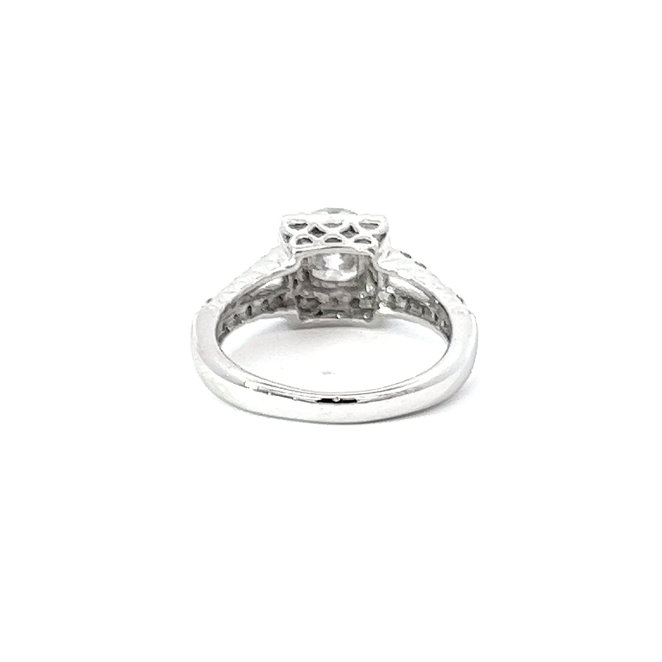 14k White Gold Diamond Princess And Round Cut Semi Mount Engagement Ring 1.01c - LA DIAMOND