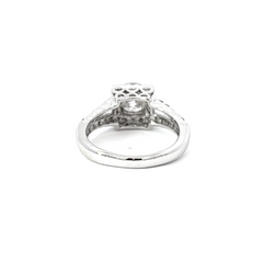 14k White Gold Diamond Princess And Round Cut Semi Mount Engagement Ring 1.01c - LA DIAMOND