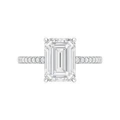 1ct Emerald Cut  Solitaire Diamond with Hidden Halo Engagement Ring