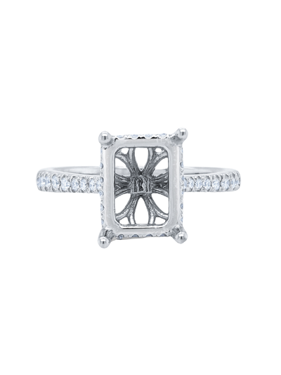14K White Gold Emerald-Cut Diamond Semi-Mount Engagement Ring (0.45 ct)