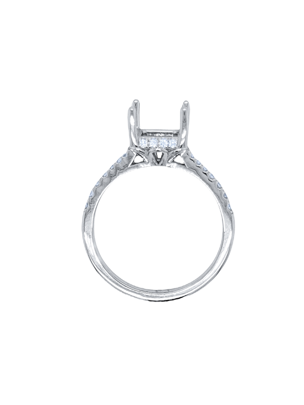 14k White Gold Diamond Emerald Cut Engagement Ring .45c - LA DIAMOND