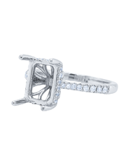 14k White Gold Diamond Emerald Cut Engagement Ring .45c - LA DIAMOND