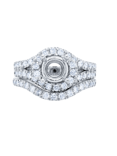 14K White Gold Round Cut Diamond Semi-Mount Engagement Ring (0.85 ct)
