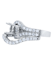14k White Gold Diamond Round Cut Semi Mount Engagement Ring Set .85c - LA DIAMOND