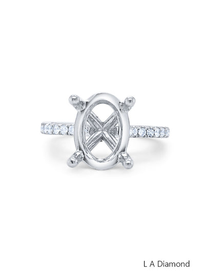 14K White Gold Round Cut Semi-Mount Engagement Ring (0.45 ct)