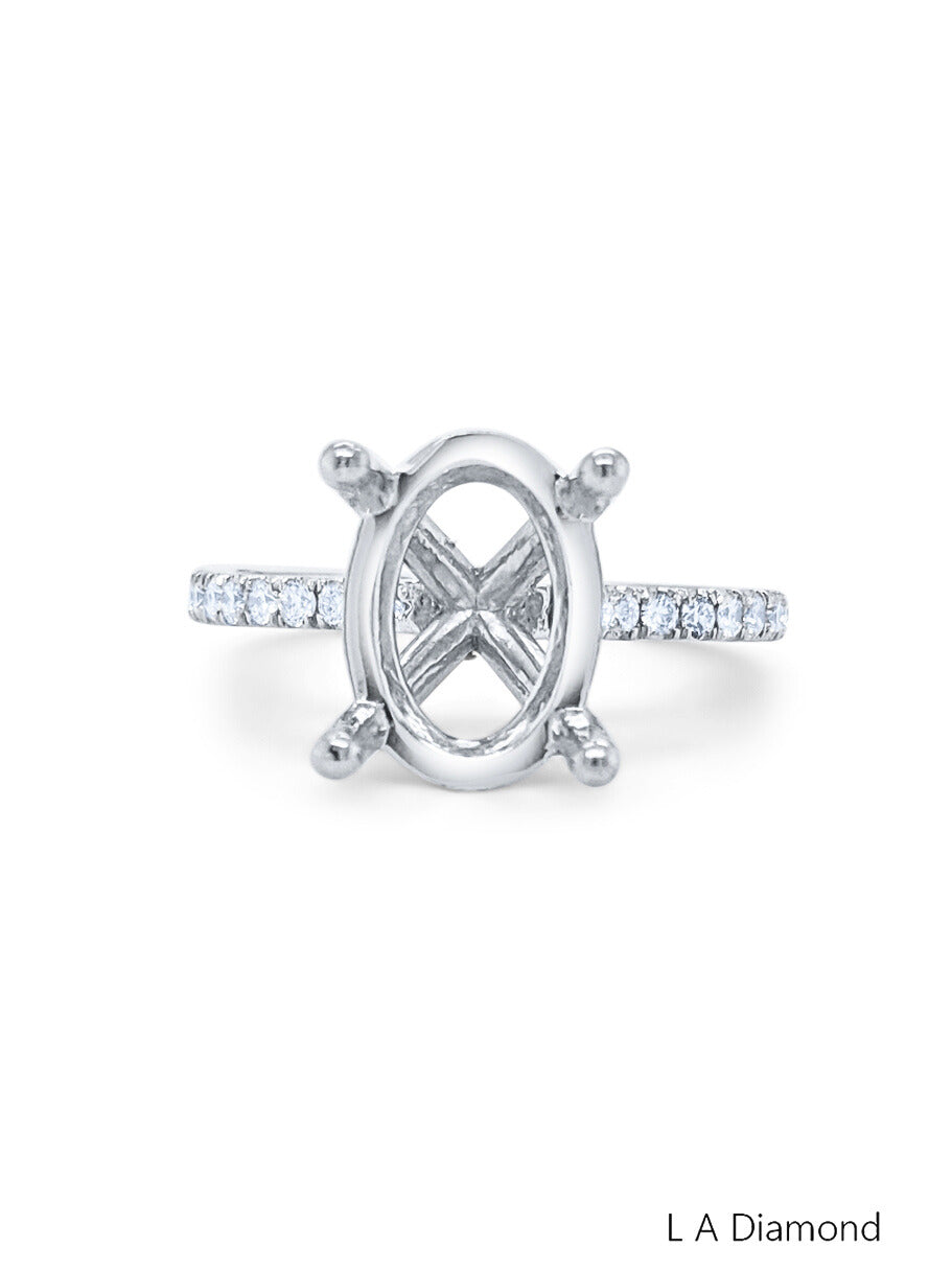 14k White Gold Diamond Round Cut Engagement Ring .45c - LA DIAMOND