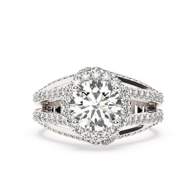14K White Gold Multi-Layer Round Cut Diamond Ring (0.70 ct)