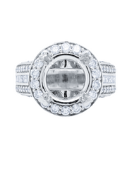 14k White Gold Diamond Round Cut Multi-Layer Semi Mount Engagement Ring - LA DIAMOND