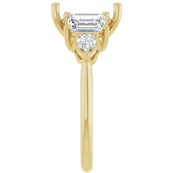 Emerald-Cut Semi-Mount Engagement Ring with 5-Stone Graduated Side Accents in 14K Gold
