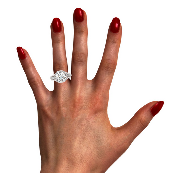 White Gold Diamond Crushed Ice Cushion Cut Engagement Ring - LA DIAMOND