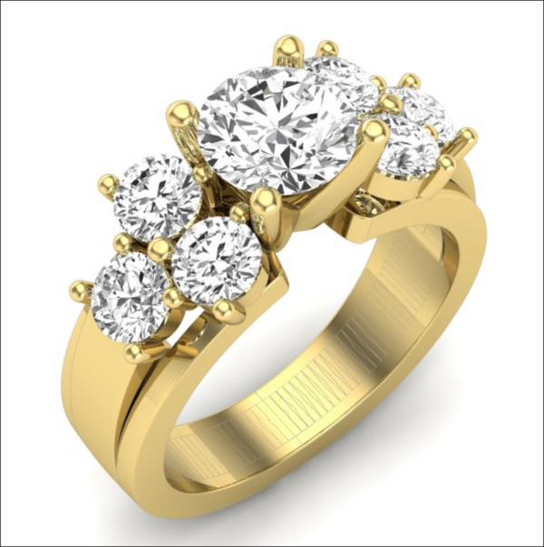 18K White Gold Round Diamond Cluster Engagement Ring (3.50 ct)
