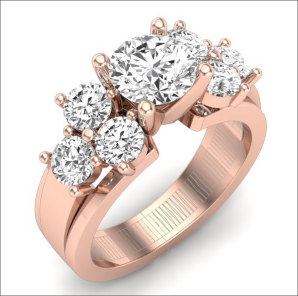 18K White Gold Round Diamond Cluster Engagement Ring (3.50 ct)