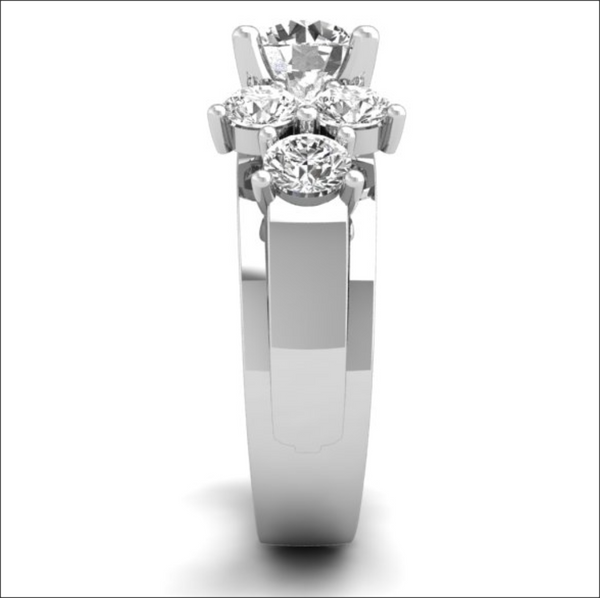 18K White Gold Round Diamond Cluster Engagement Ring (3.50 ct)