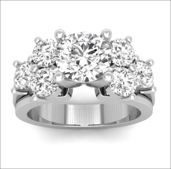 18K White Gold Round Diamond Cluster Engagement Ring (3.50 ct)
