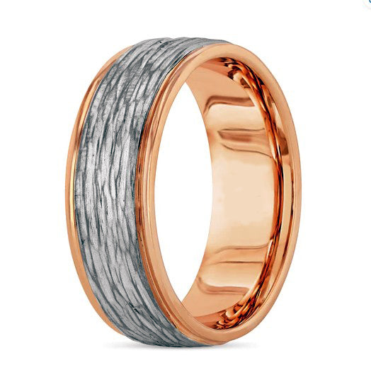 New Men's Wedding Band 14K Two Tone White Gold and Rose Gold