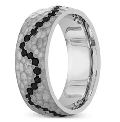 New Men's Wedding Band Collection 14K Gray Gold Wedding Band And 1.08 Total Carat Weight Black Diamonds