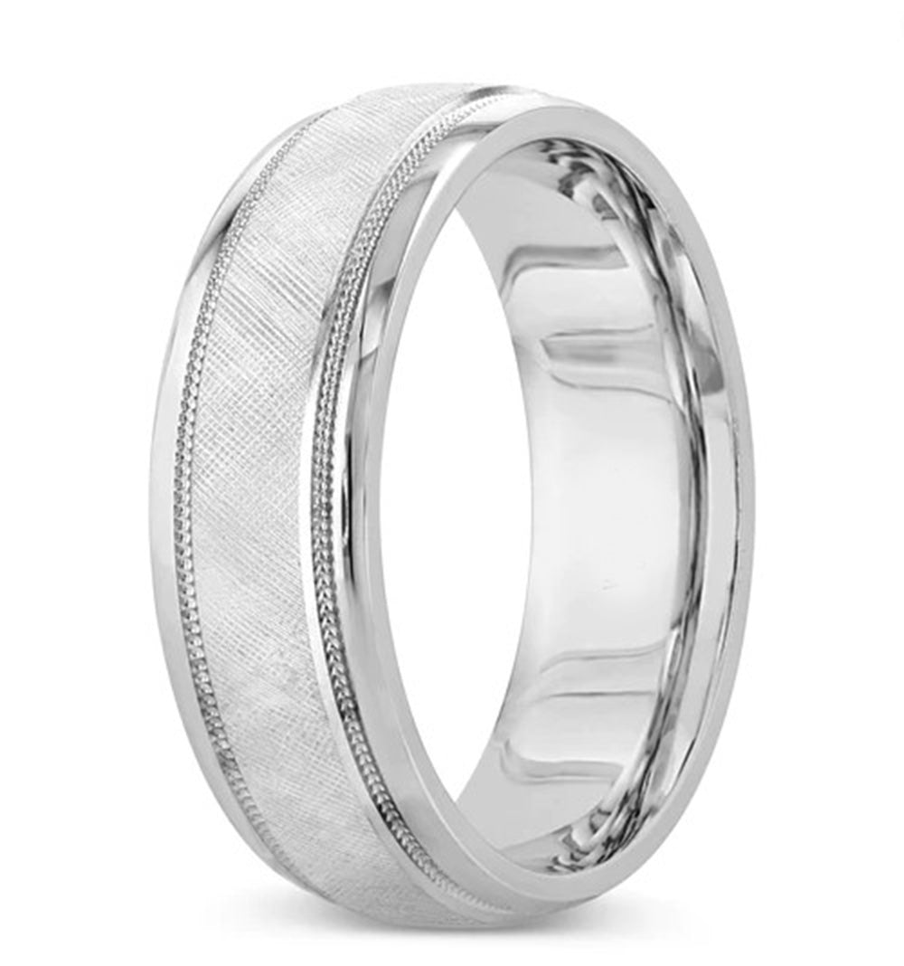 New Men's Wedding Band Collection 14K White Gold Wedding Band 7.5mm Fancy Design
