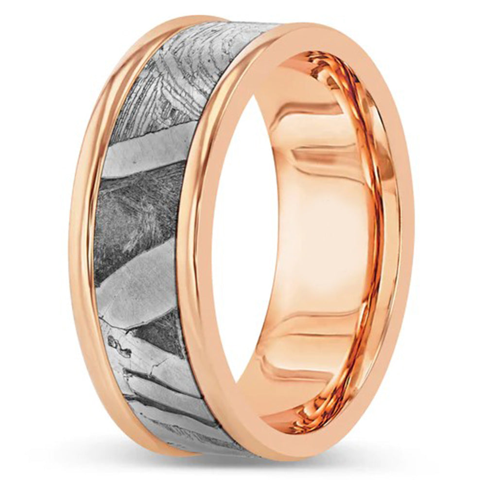 New Men's Wedding Band Collection 14K Two Tone - White Gold and Rose Gold Wedding Band 7.5mm Fancy Design