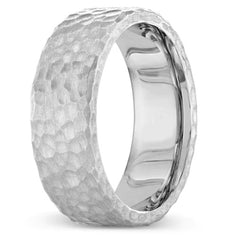 New Men's Wedding Band 14K White Gold 7.5mm Fancy Design