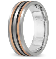 New Men's Wedding Band 14K Two Tone - White And Rose Gold Wedding Band Available in all sizes