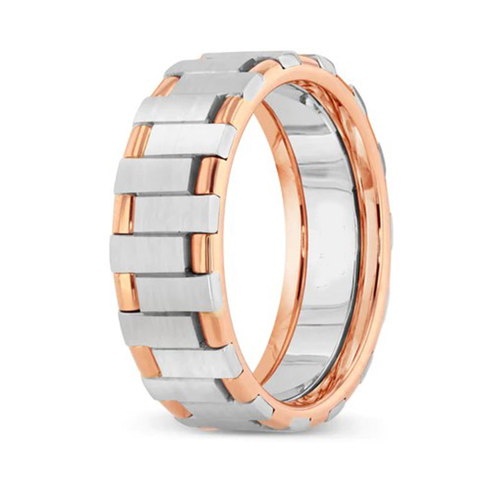 New Men's Wedding Band Collection 14K Two Tone - White And Rose Gold Wedding Band Available in all sizes