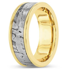 New Men's Wedding Band 14K Two Tone - White And Yellow Gold Wedding Band Available in all sizes