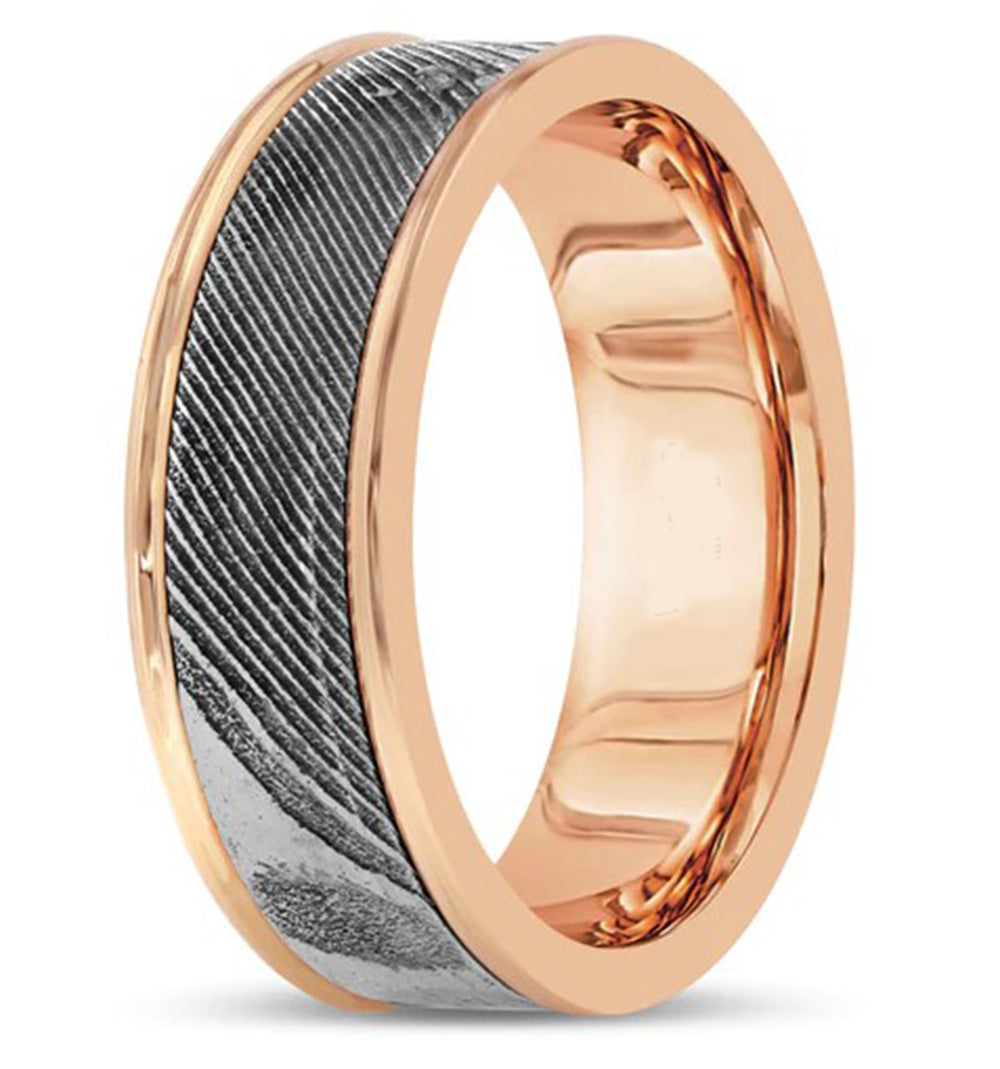 New Men's Wedding Band 14K Two Tone - White And Rose Gold Wedding Band Available in all sizes