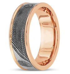New Men's Wedding Band 14K Two Tone - White And Rose Gold Wedding Band Available in all sizes