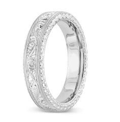 New Men's Wedding Band Collection 14K White Gold 6.5mm Fancy Design