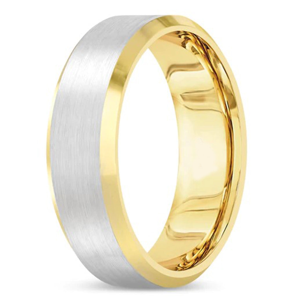 New Men's Wedding Band 14K Two Tone - White And Yellow Gold Available In All Sizes