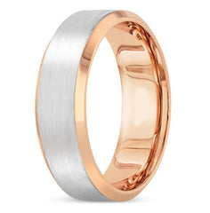 New Men's Wedding Band 14K Two Tone - White And Rose Gold Available In All Sizes