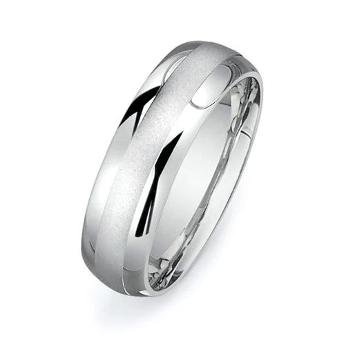 New Men's Wedding Band Collection 14K White Gold 6.5mm Fancy Design