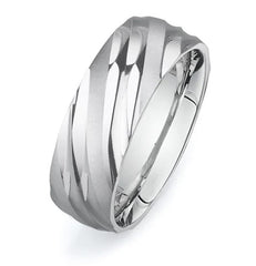 New Men's Wedding Band Collection 14K White Gold 6.5mm Fancy Design