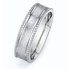 New Men's Wedding Band Collection 14K White Gold 6.5mm Fancy Design