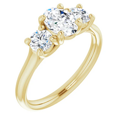 1.5 Ct Natural Diamond 14K Gold 3-Stone Engagement Ring