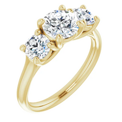 1.5 Ct Natural Diamond 14K Gold 3-Stone Engagement Ring
