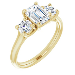 1.5 Ct Natural Diamond 14K Gold 3-Stone Engagement Ring