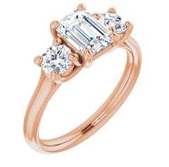 1.5 Ct Natural Diamond 14K Gold 3-Stone Engagement Ring
