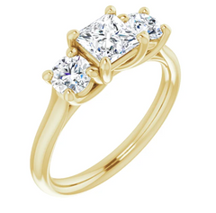 1.5 Ct Natural Diamond 14K Gold 3-Stone Engagement Ring