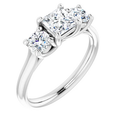 1.5 Ct Natural Diamond 14K Gold 3-Stone Engagement Ring
