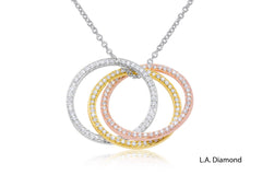 Tri Color Gold Diamond Circle Pendant (1.50 ctw)