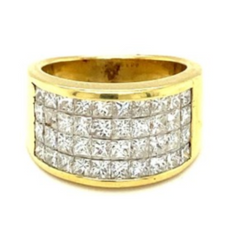 18K Yellow Gold Diamond Bezel Corner Princess Cut Wedding Ring 3.10c - LA DIAMOND