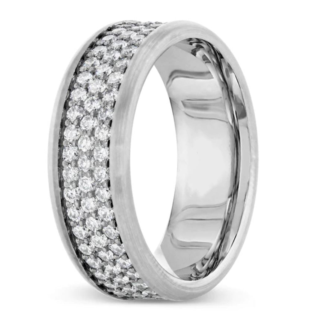 New Men's Wedding Band Collection 14K White Gold Wedding Band Collection, 2.30 Total Carat Weight White Diamonds