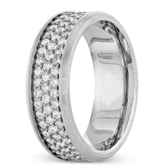 New Men's Wedding Band Collection 14K White Gold Wedding Band Collection, 2.30 Total Carat Weight White Diamonds