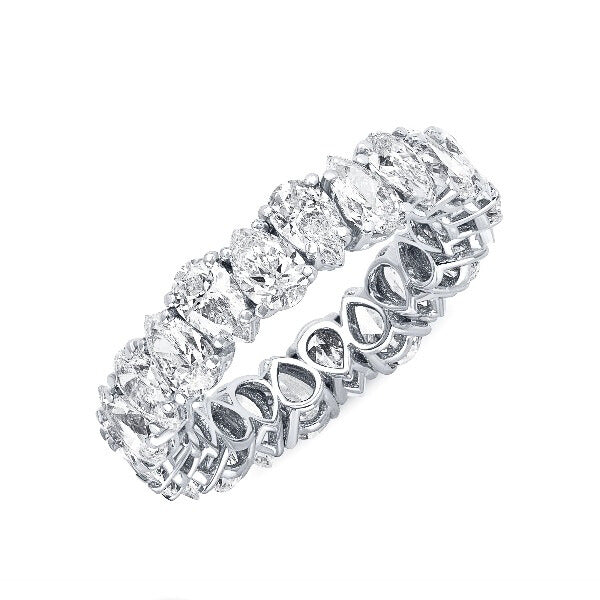 14K White Gold Diamond Pear Wedding Band 1 CT. T.W. - LA DIAMOND