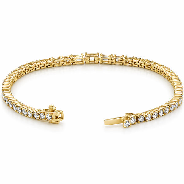 Dainty Baguette Diamond Tennis Bracelet set in 14k Gold