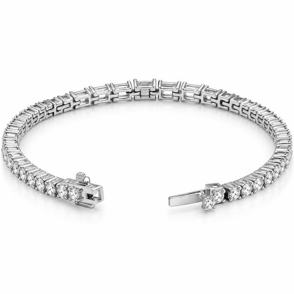 Dainty Baguette Diamond Tennis Bracelet set in 14k Gold